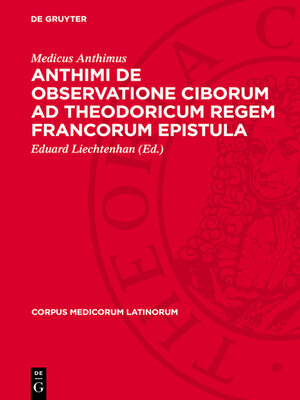 cover image of Anthimi De observatione ciborum ad Theodoricum regem Francorum epistula